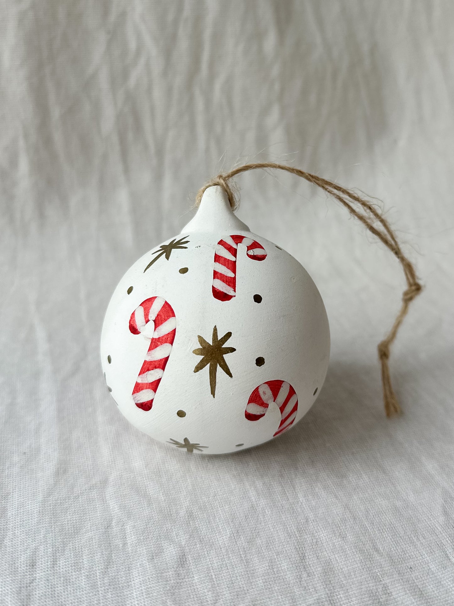 Personalised bauble - Gold detail candy canes