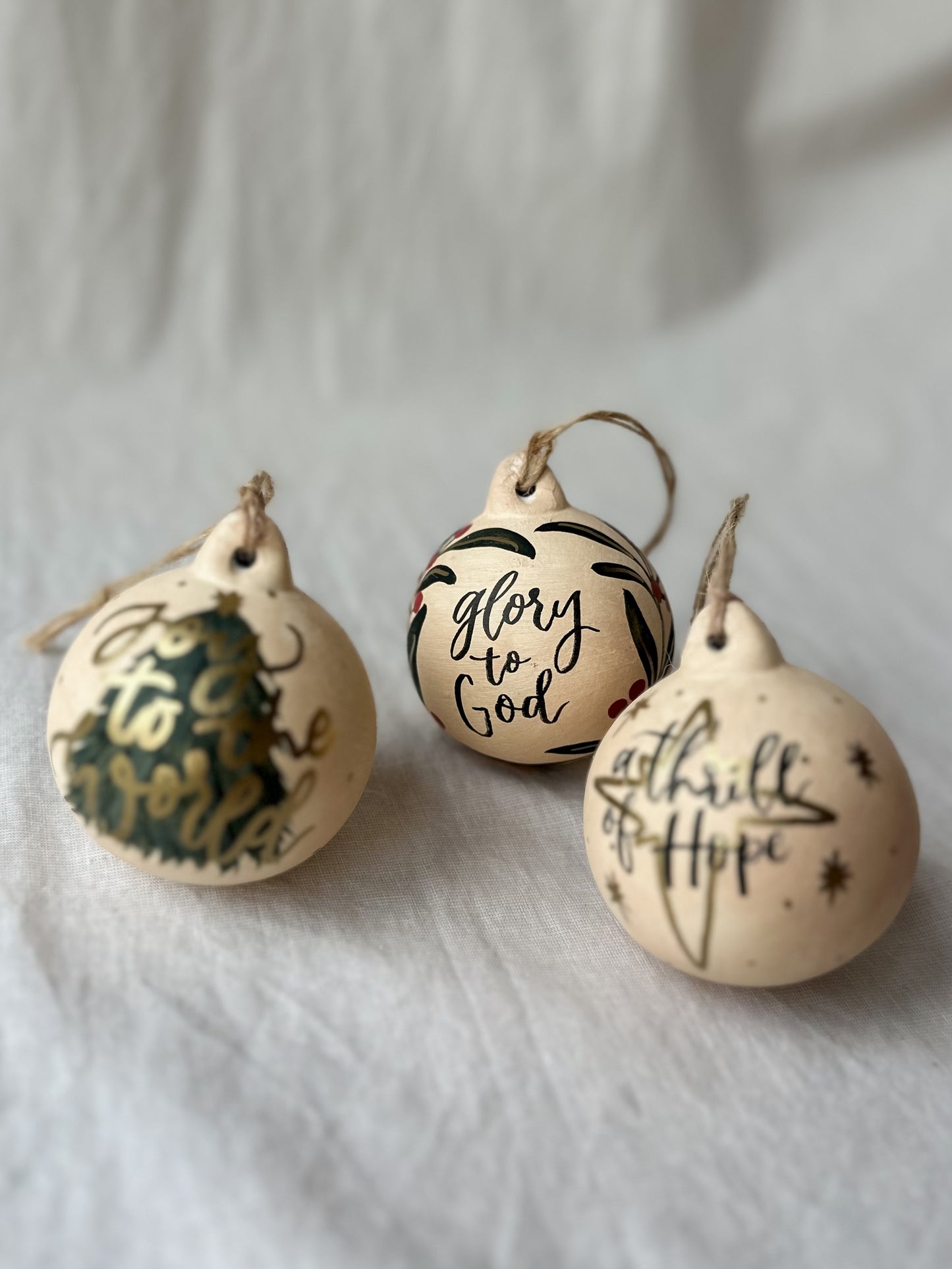 set of three lyric baubles
