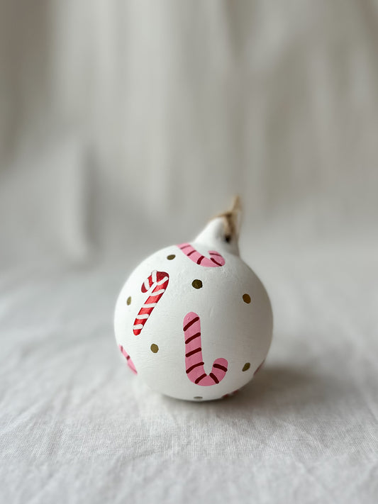 Personalised bauble - Pink and Red candy canes