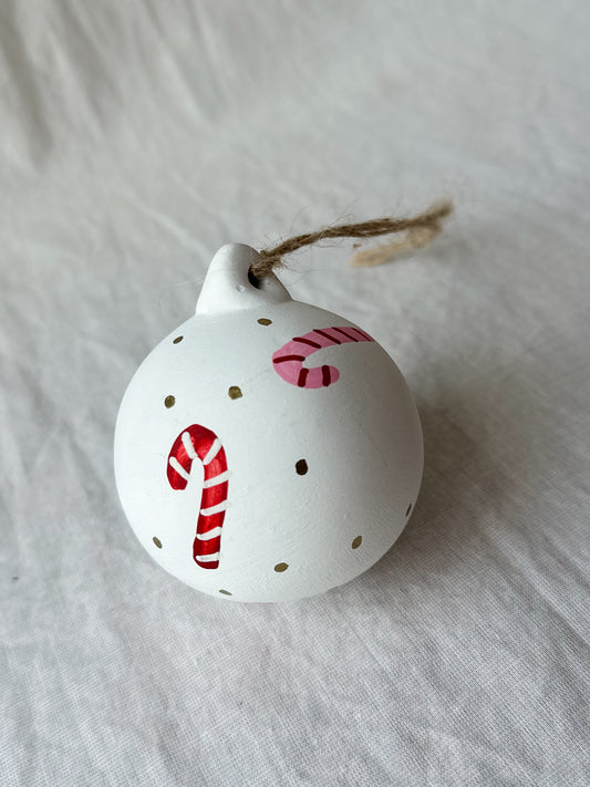 Personalised Bauble - Pink and Red candy cane