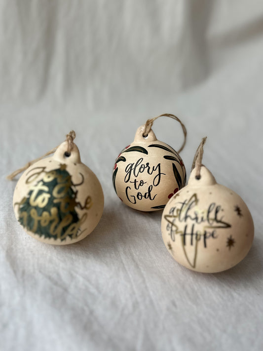 set of three lyric baubles